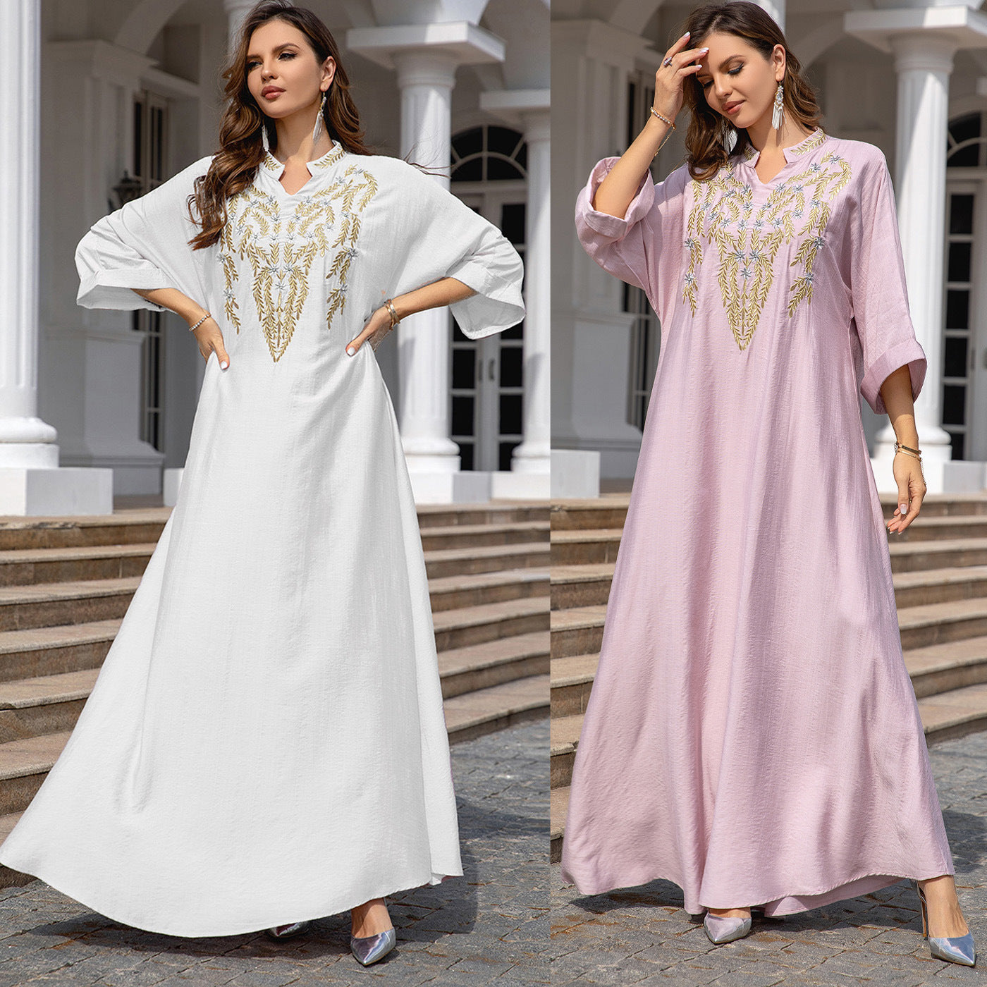 Stylish Muslim Women Embroidered Robe Dress for Everyday Wear