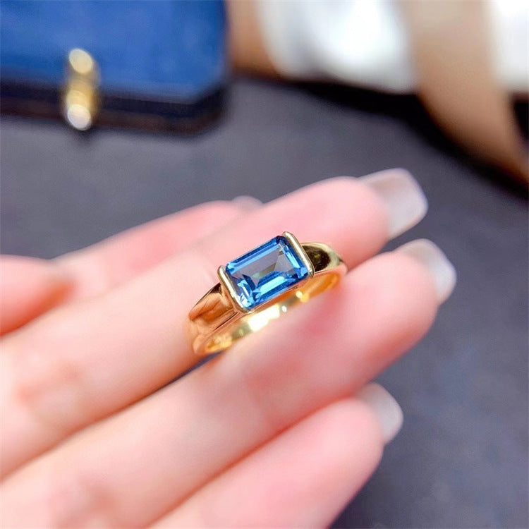 Natürlicher Topas Ring Dame 925 Silber plattiert