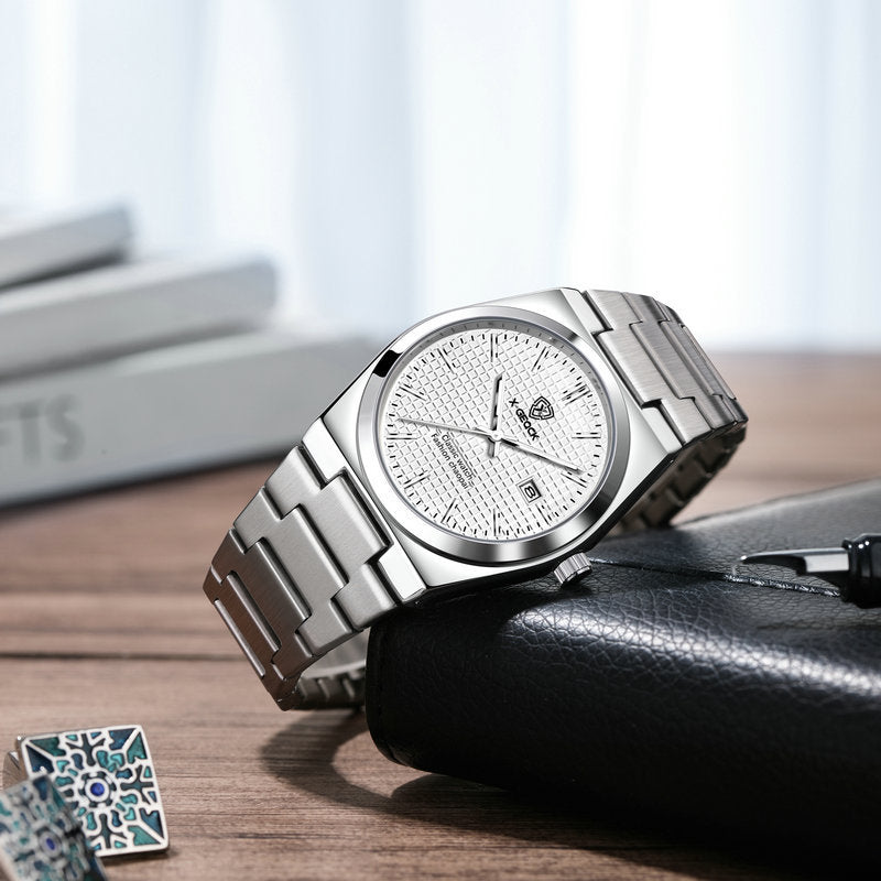 Herren Quarz-Schweizer-Uhr mit Faltschließe