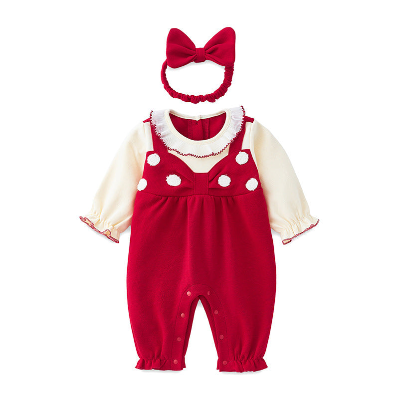 Girls' Festive Onesie New Spring Baby Bodysuit Infant Spring-Autumn Princess 1st Birthday Dress