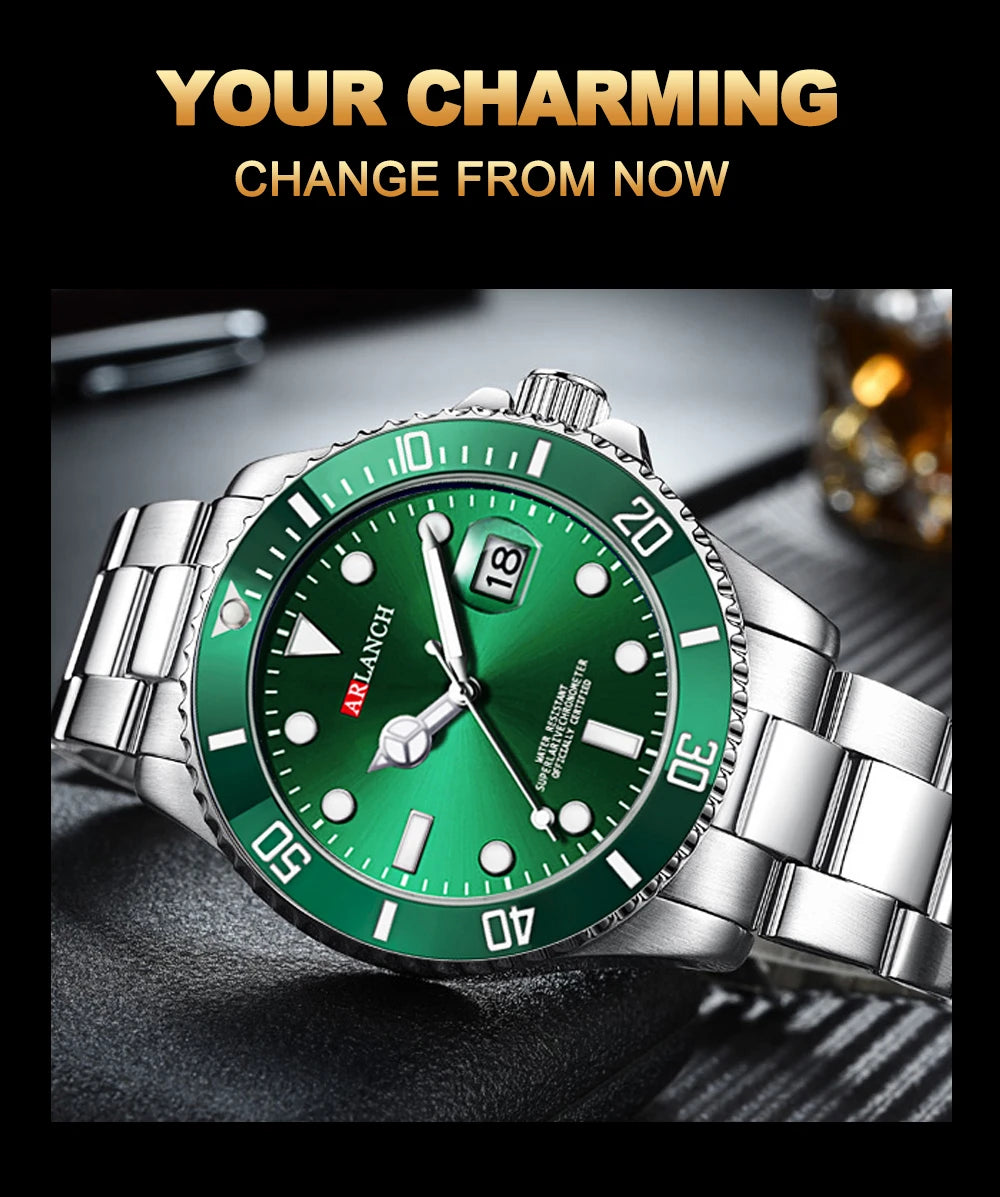 ARLANCH Hot Sell Men Quatrz Watch Sport Mens Watches Top Brand Luxury Waterproof Full Steel Quartz Clock Men Relogio Masculino