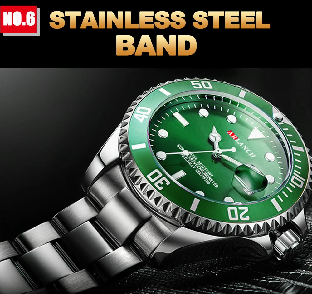 ARLANCH Hot Sell Men Quatrz Watch Sport Mens Watches Top Brand Luxury Waterproof Full Steel Quartz Clock Men Relogio Masculino