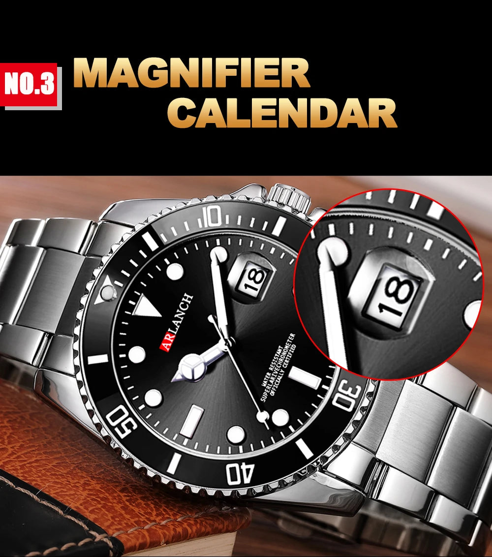 ARLANCH Hot Sell Men Quatrz Watch Sport Mens Watches Top Brand Luxury Waterproof Full Steel Quartz Clock Men Relogio Masculino