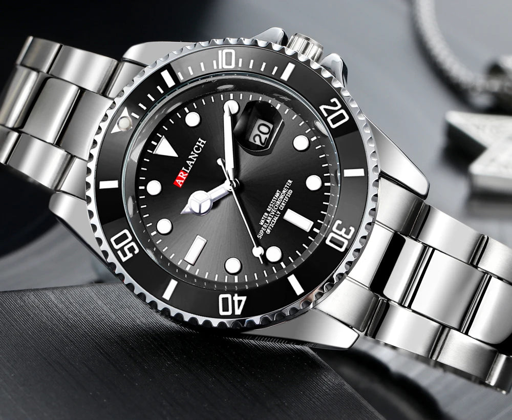 ARLANCH Hot Sell Men Quatrz Watch Sport Mens Watches Top Brand Luxury Waterproof Full Steel Quartz Clock Men Relogio Masculino