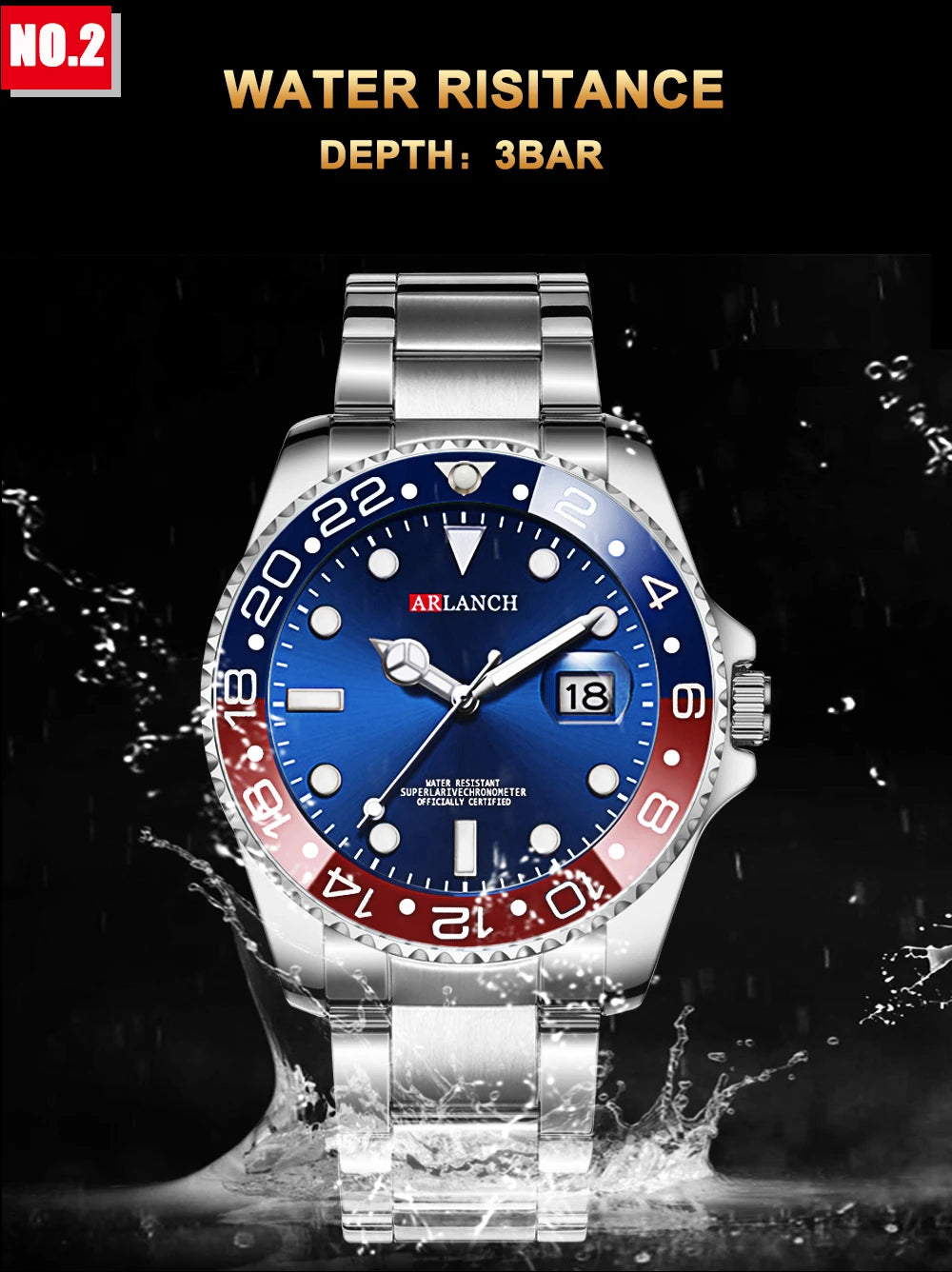 ARLANCH Hot Sell Men Quatrz Watch Sport Mens Watches Top Brand Luxury Waterproof Full Steel Quartz Clock Men Relogio Masculino