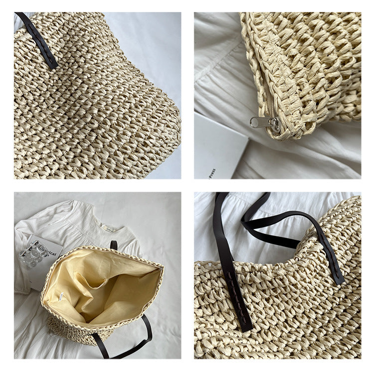 Straw Woven Tote Bags Casual Large Luxury Design Capacity Handbag Beach Shoulder Simple Women's Bag Style Shopping Summer bolsos