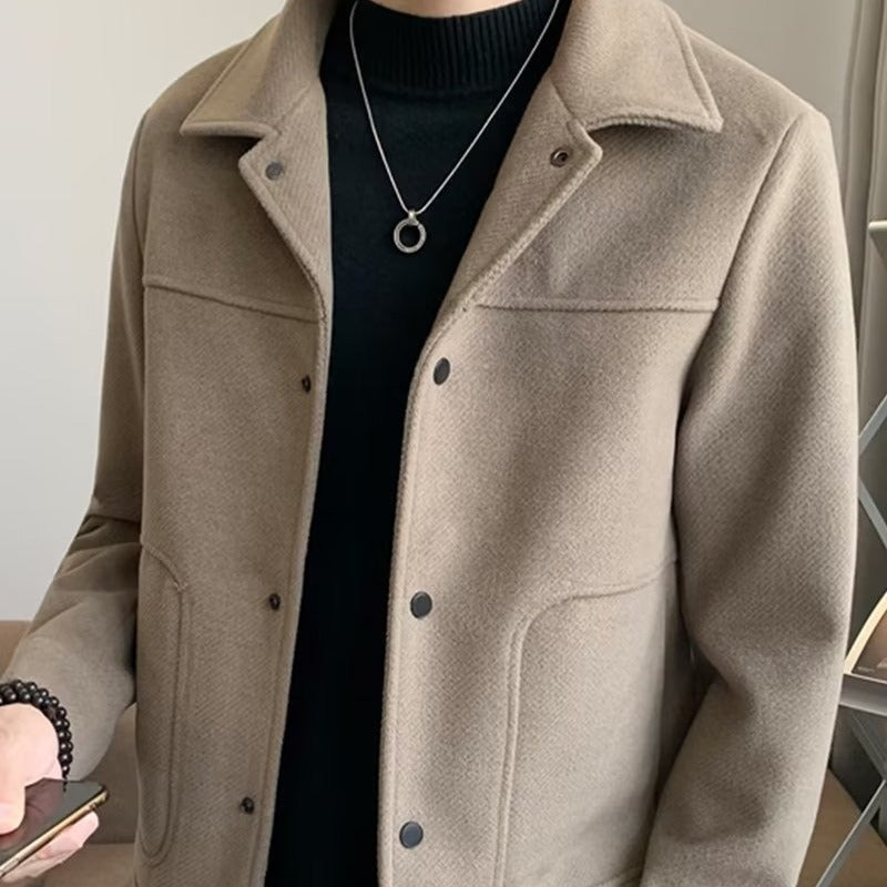 Tweed jacket, men's light familiar style, lapel tweed jacket, autumn and winter Korean style trend, short slim and versatile coat