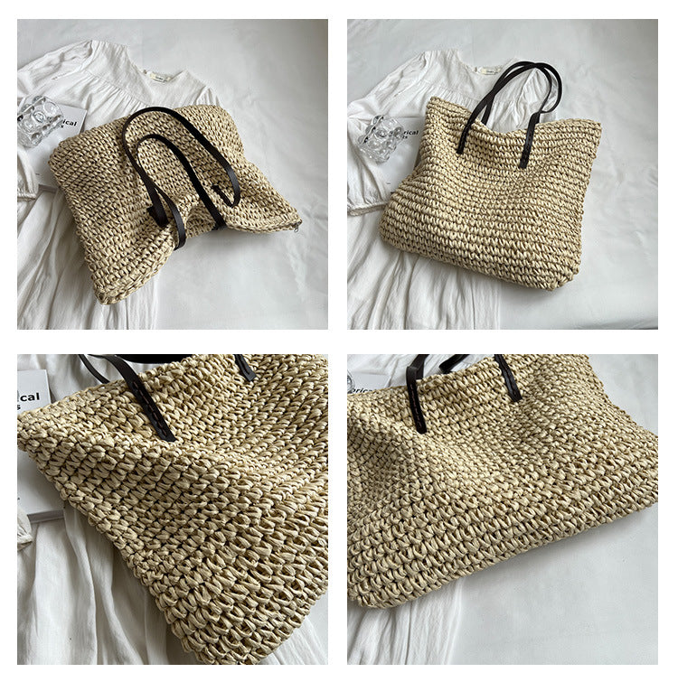 Straw Woven Tote Bags Casual Large Luxury Design Capacity Handbag Beach Shoulder Simple Women's Bag Style Shopping Summer bolsos