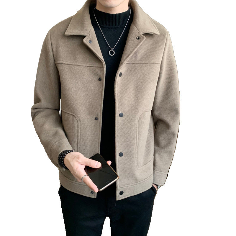 Tweed jacket, men's light familiar style, lapel tweed jacket, autumn and winter Korean style trend, short slim and versatile coat