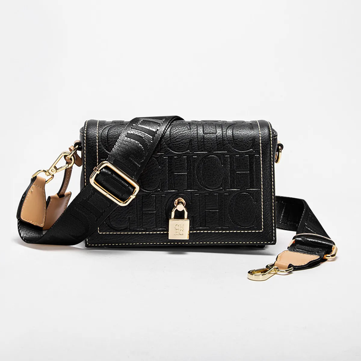 CHHC Women's Shoulder Bag Fashion Design Model Metal 2024 Fashion Solid Colour Accessories Buckle  Luxury Brand Printed Head Bag