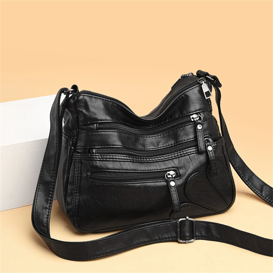 High Quality Women's Soft PU Leather Shoulder Bags Multi-Layer Pockets Classic Crossbody Bag Luxury Designer Handbags and Purses