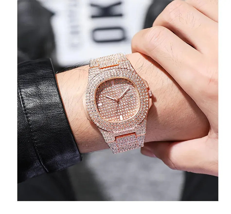 Luxury Fashion Mens Stainless Steel Watches Male Sports Quartz Wristwatch Calendar Luminous Clock Men Business Casual Watch