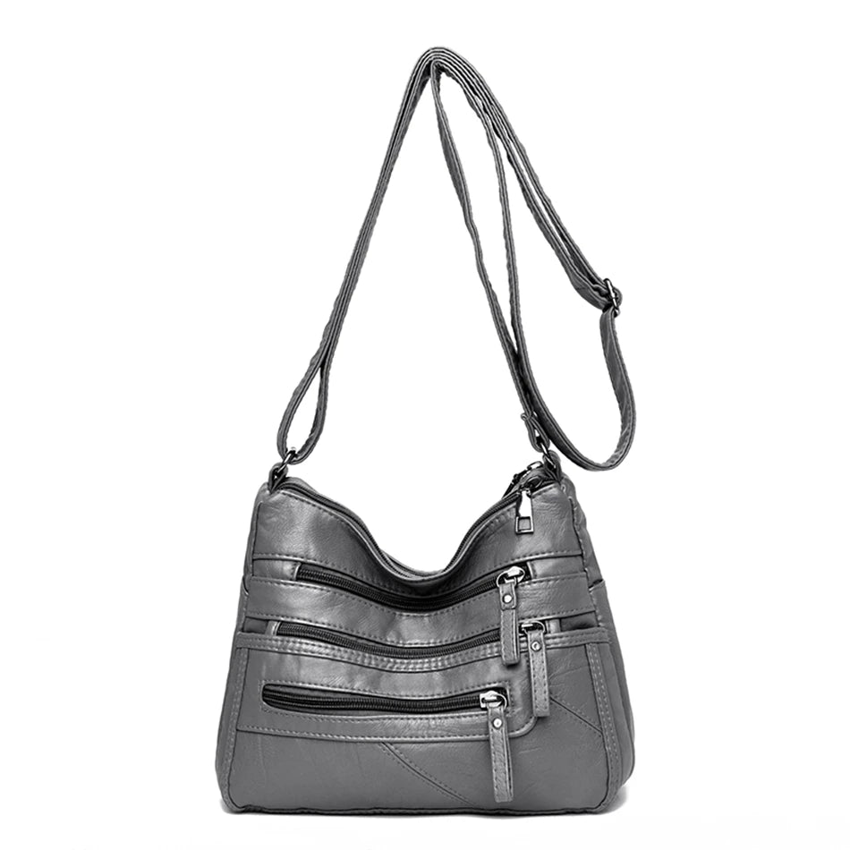 High Quality Women's Soft PU Leather Shoulder Bags Multi-Layer Pockets Classic Crossbody Bag Luxury Designer Handbags and Purses