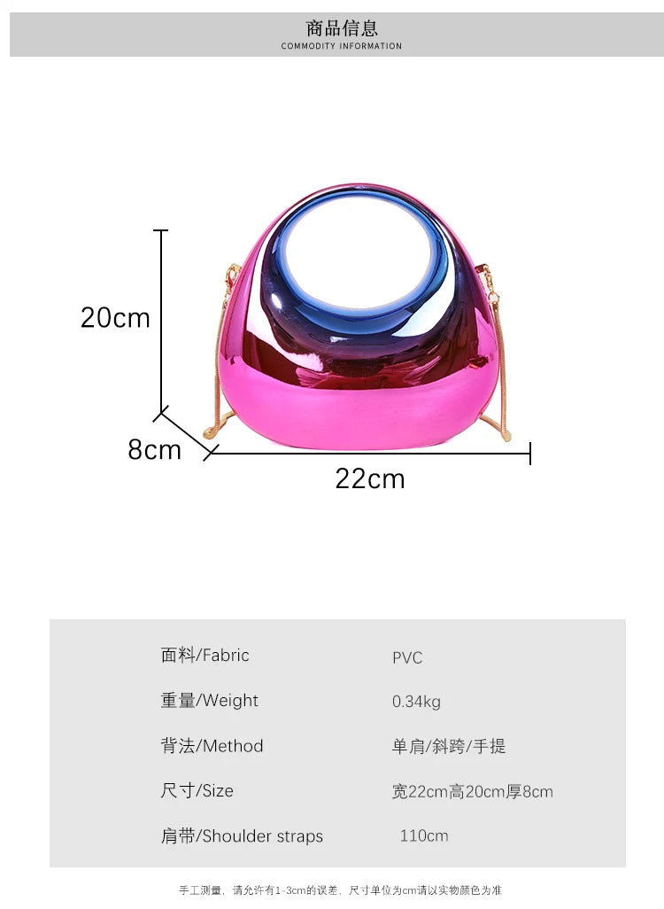 Hot Selling Women's Crossbody Bag 2025 New PVC Metallic Luster Half Moon Party Banquet Women's Bag Luxury Handbag Bolso De Mujer