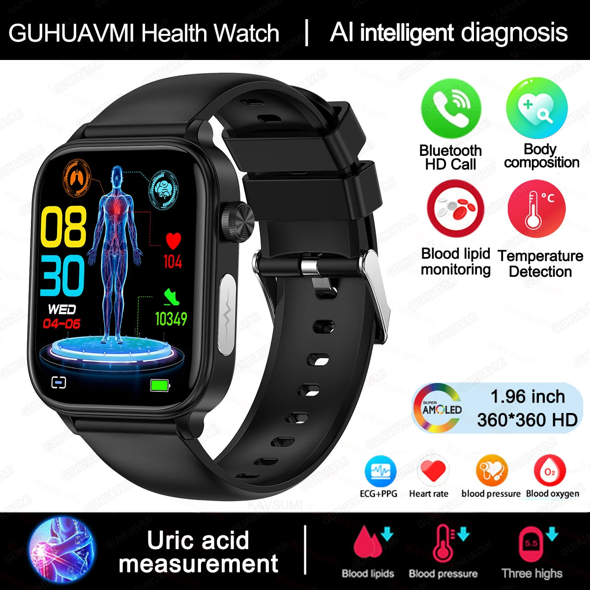 For Xiaomi ECG+PPG Monitoring Smart Watch Women Body Composition Blood Lipid Uric Acid Women Menstrual Health Tracker Smartwatch