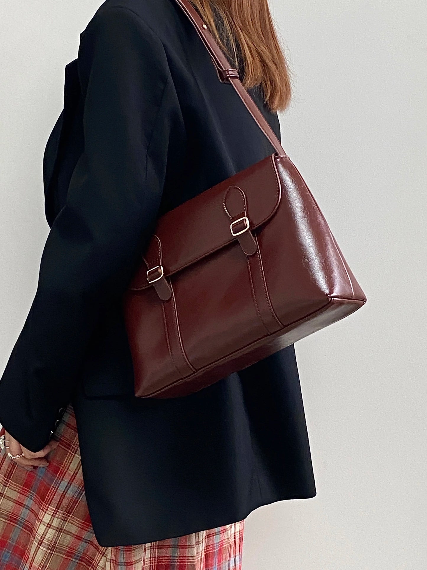Vintage Women's Shoulder Bag Large Capacity Ladies Tote Purse Handbags Pu Leather Female Messenger Bags College Girls Book Bag