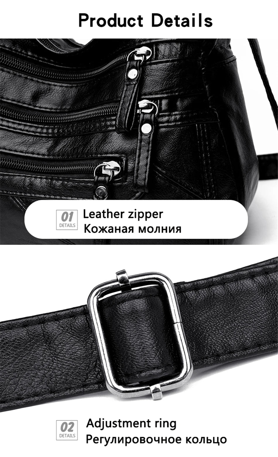 High Quality Women's Soft PU Leather Shoulder Bags Multi-Layer Pockets Classic Crossbody Bag Luxury Designer Handbags and Purses