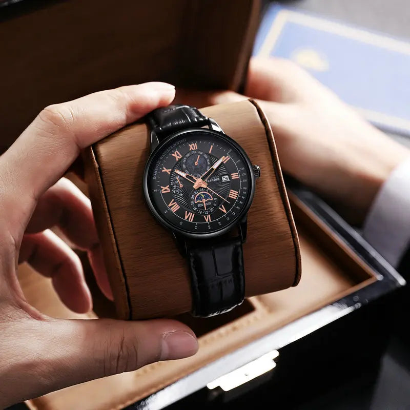 China Brand ACHENGY Men Watch Fashion Top Luxury Sport Men's Wristwatch Waterproof Luminous Leather Date Quartz Watches Manclock