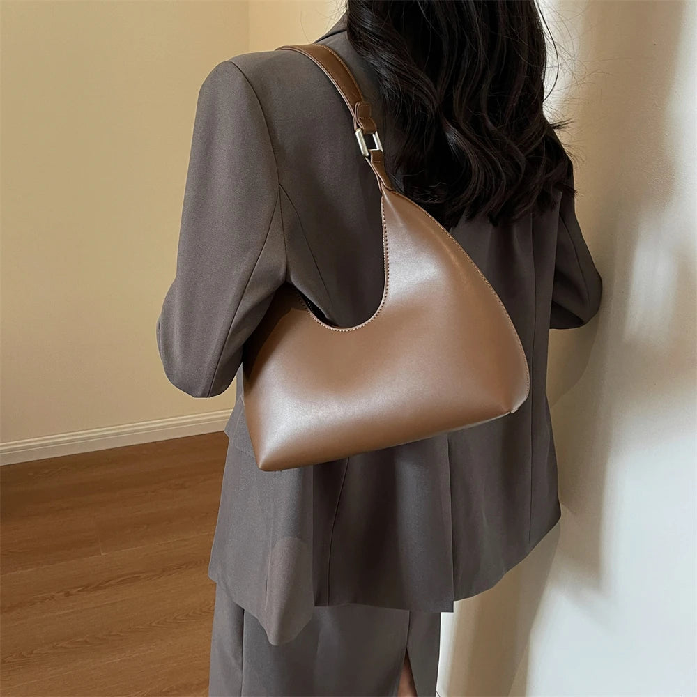 MOODS Fashion Underarm Shoulder Bags For Women PU Leather Pure Color Armpit Hobo Bag 2024 New Luxury Designer Purses And Handbag