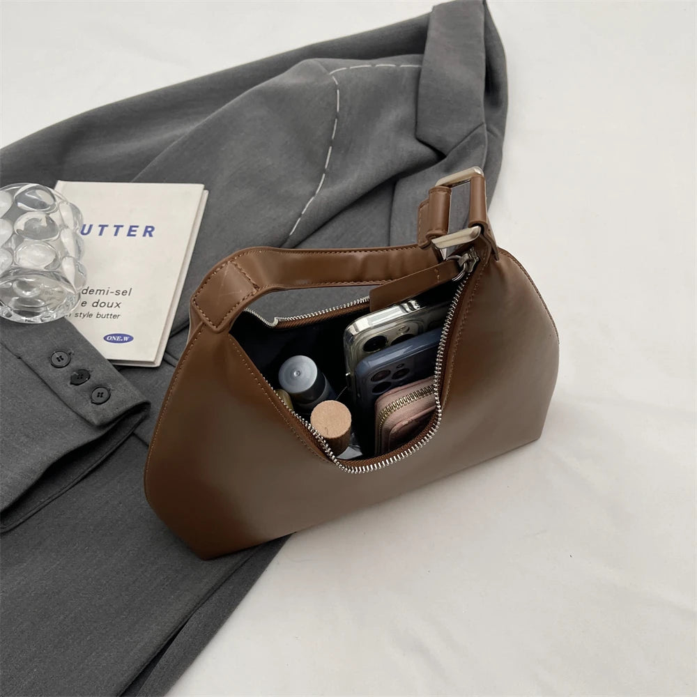 MOODS Fashion Underarm Shoulder Bags For Women PU Leather Pure Color Armpit Hobo Bag 2024 New Luxury Designer Purses And Handbag