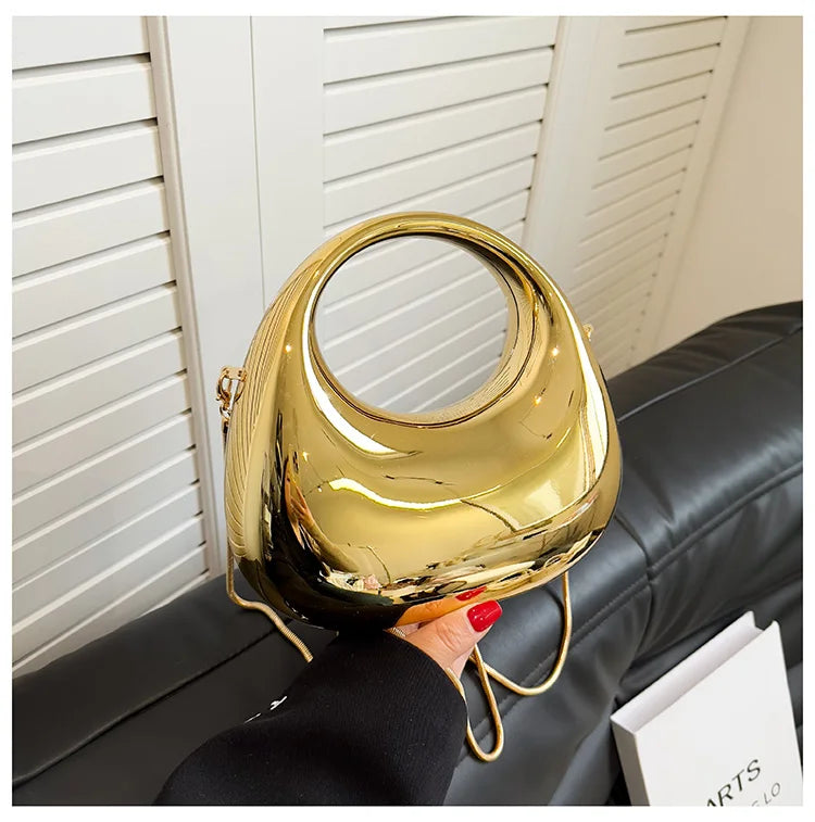 Hot Selling Women's Crossbody Bag 2025 New PVC Metallic Luster Half Moon Party Banquet Women's Bag Luxury Handbag Bolso De Mujer