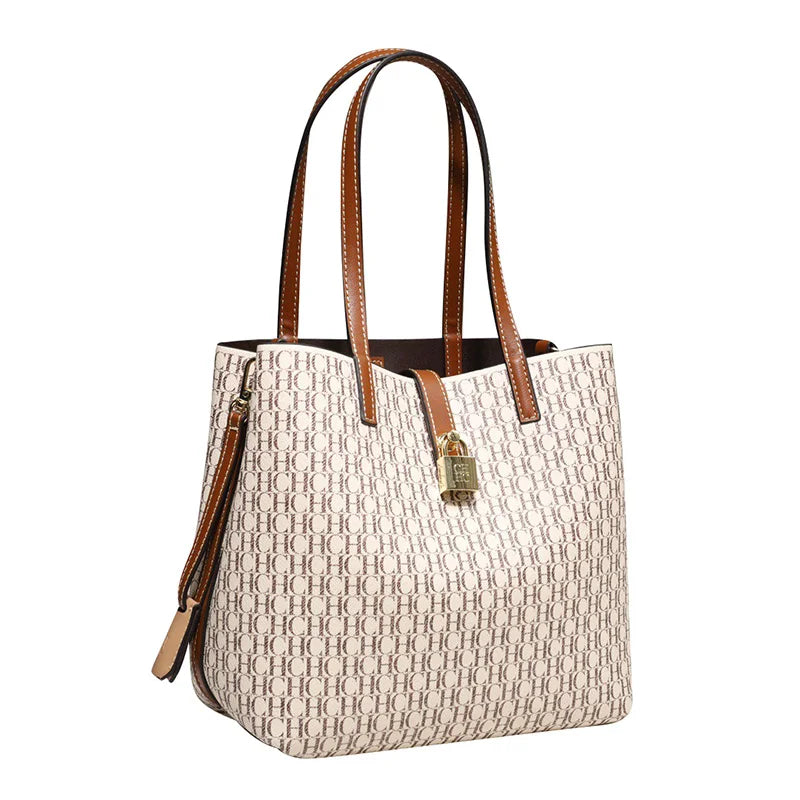 CH Women's Bag 2024 New Large Capacity  Single Shoulder Messenger  Small Bucket Bag 100% Leather Metal Decoration