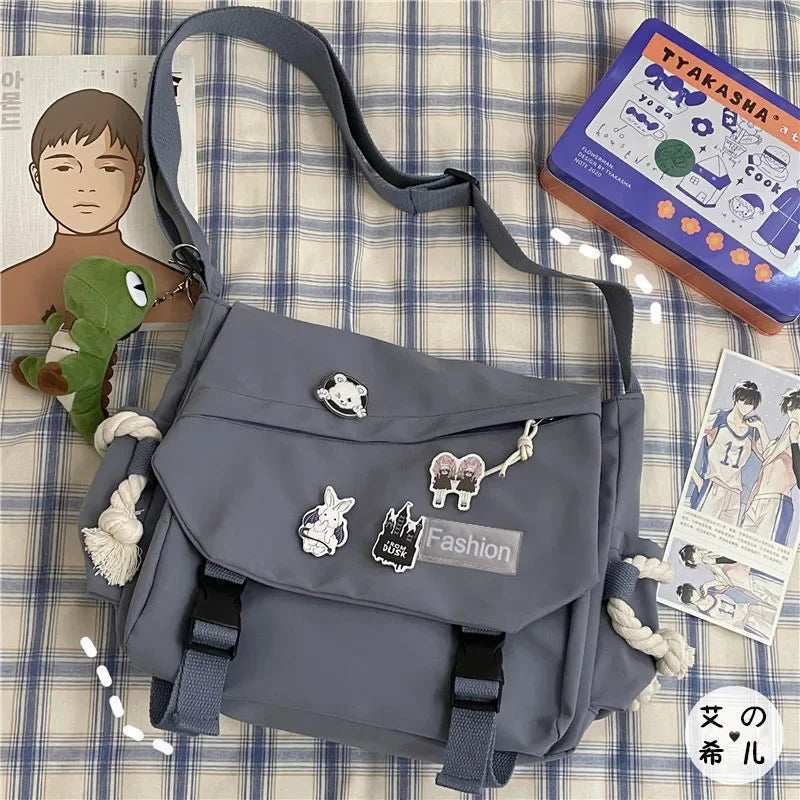 Youth Fashion Nylon Crossbody Bags for Women Handbags Shoulder Bag Large Capacity Solid Canvas Messenger Bag Girls School Bags