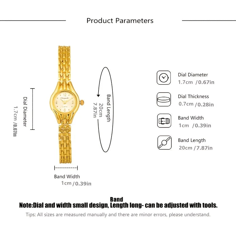 Fashionable and elegant gold dial women's quartz wristwatch