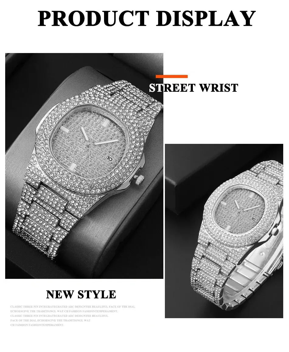 Luxury Fashion Mens Stainless Steel Watches Male Sports Quartz Wristwatch Calendar Luminous Clock Men Business Casual Watch