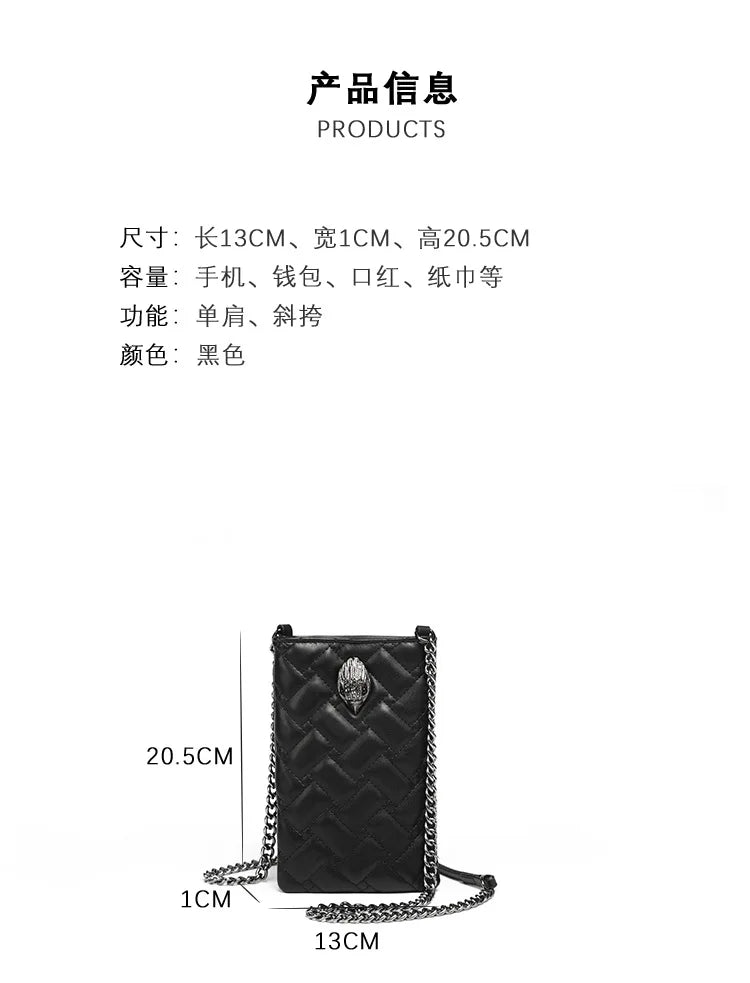 2024 New Trendy Women's Bag with Herringbone Chain Shoulder Bag, Crossbody Bag, Eagle Head, and Phone Bag
