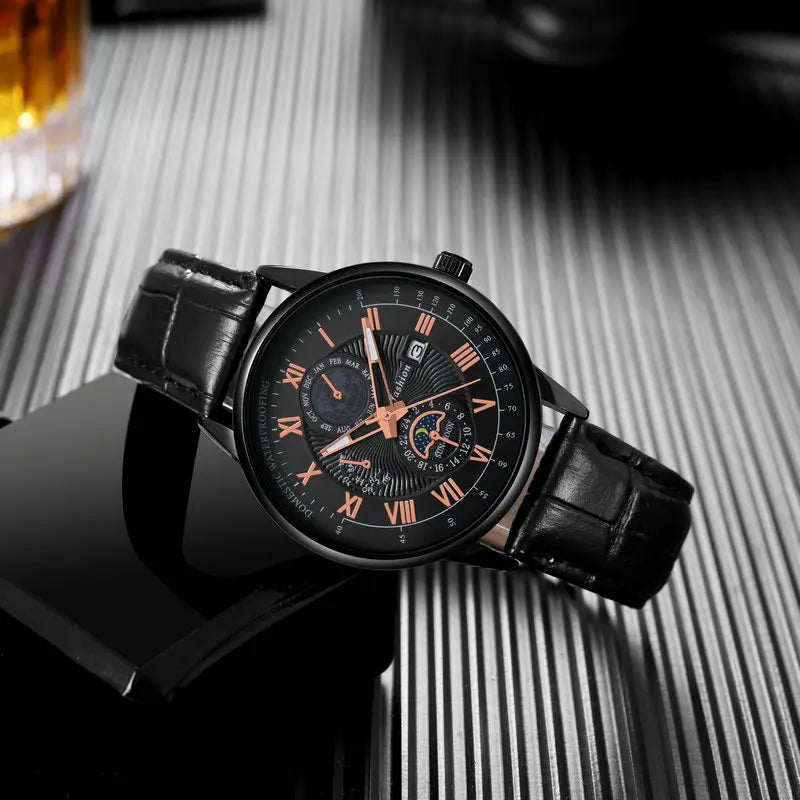 China Brand ACHENGY Men Watch Fashion Top Luxury Sport Men's Wristwatch Waterproof Luminous Leather Date Quartz Watches Manclock
