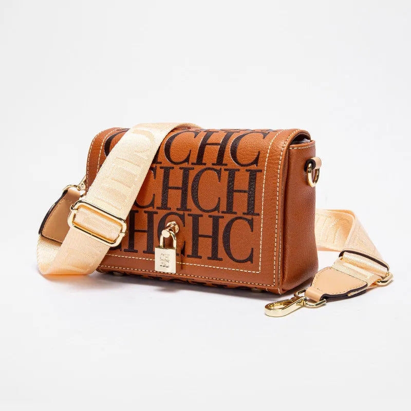 CHHC Women's Shoulder Bag Fashion Design Model Metal 2024 Fashion Solid Colour Accessories Buckle  Luxury Brand Printed Head Bag