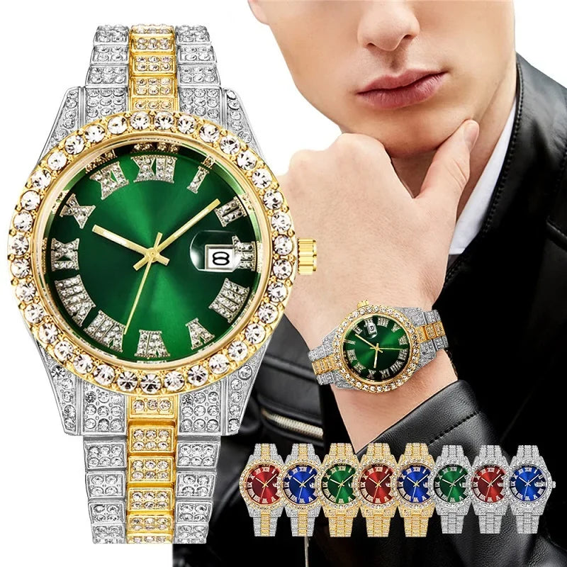 Hip hop Watch Male watch luxury water proof Brand watches Stainless steel Round Clock Men quartz wristwatches Gift boyfriend