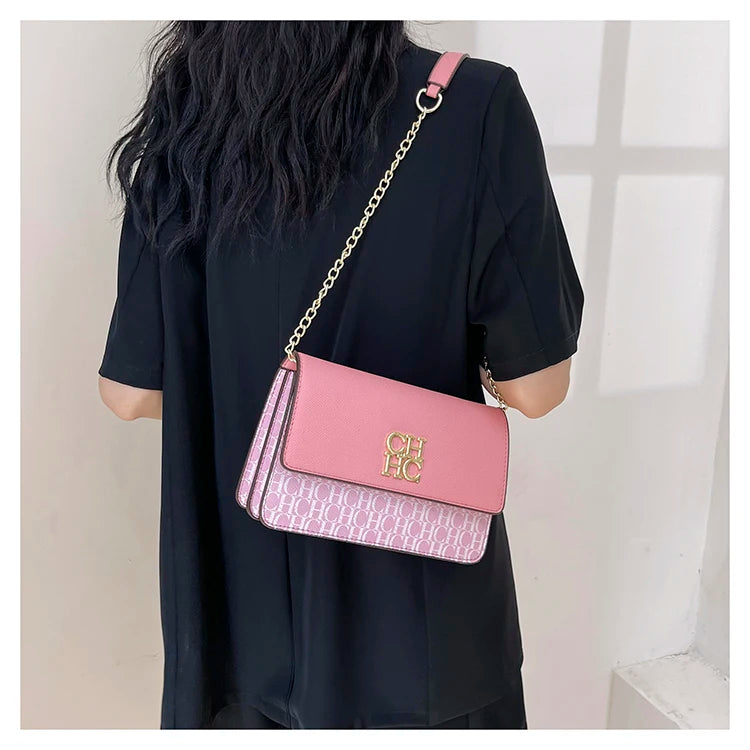 CH Pure Color Design Classic Ladies Crossbody Bag Fashion Luxury Brand Multi Embossed Ladies Handbag Ladies Shoulder Bag