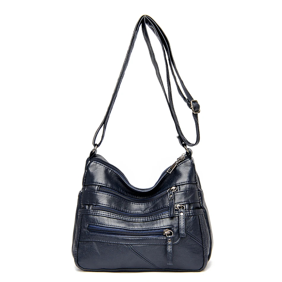 High Quality Women's Soft PU Leather Shoulder Bags Multi-Layer Pockets Classic Crossbody Bag Luxury Designer Handbags and Purses