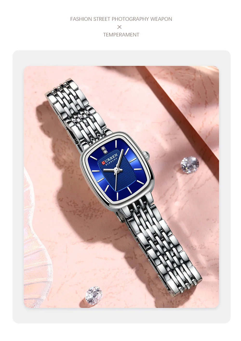 CURREN 9093 Fashion Quartz Women Watch Simple Elegant Square Dial Gold Stainless Steel Strap Waterproof Leisure Business Watches