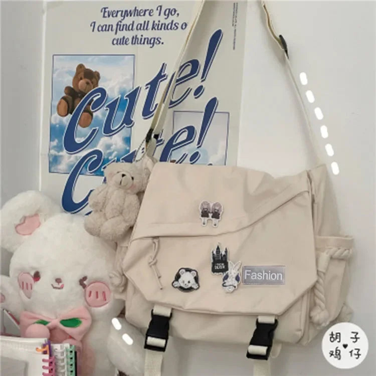 Youth Fashion Nylon Crossbody Bags for Women Handbags Shoulder Bag Large Capacity Solid Canvas Messenger Bag Girls School Bags