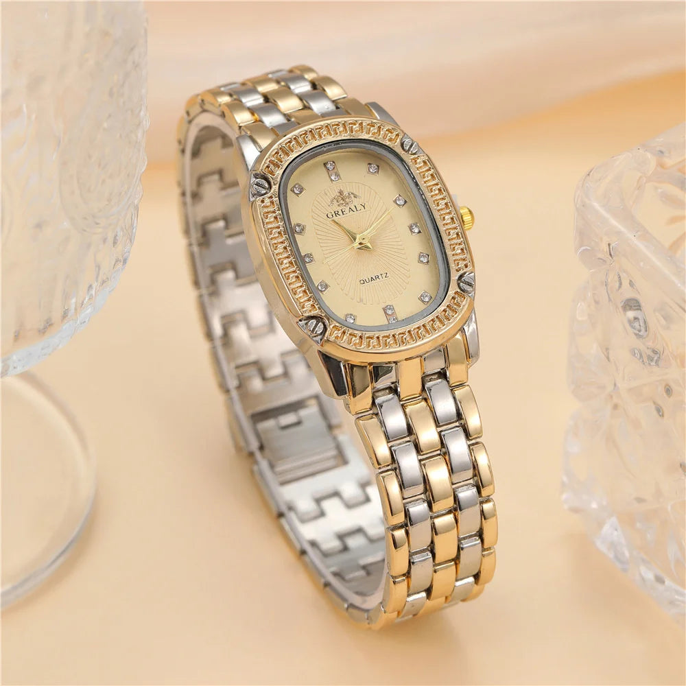 Luxury 2025 Women's Simple Quartz Watch Casual Green Diamond Set design Female Dress stainless steel bracelet clock Watches