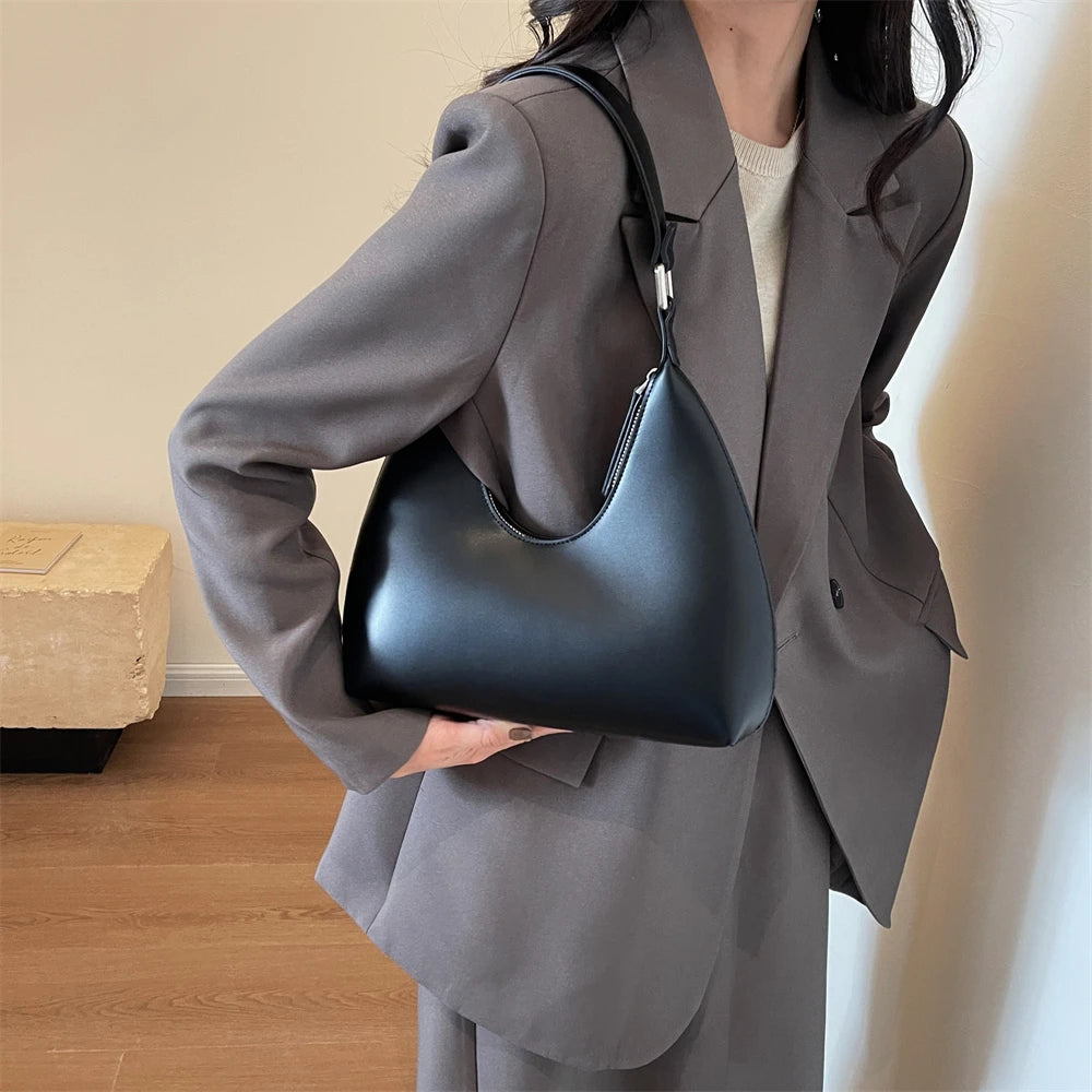 MOODS Fashion Underarm Shoulder Bags For Women PU Leather Pure Color Armpit Hobo Bag 2024 New Luxury Designer Purses And Handbag