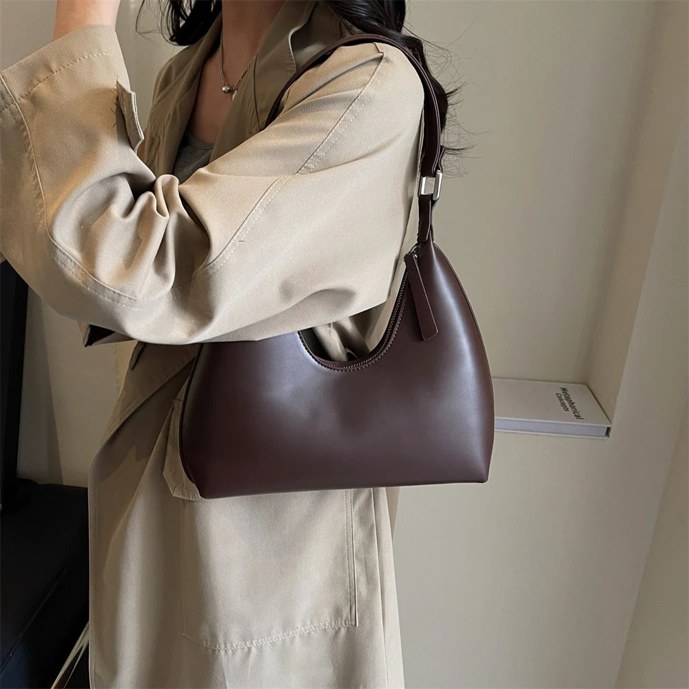 MOODS Fashion Underarm Shoulder Bags For Women PU Leather Pure Color Armpit Hobo Bag 2024 New Luxury Designer Purses And Handbag