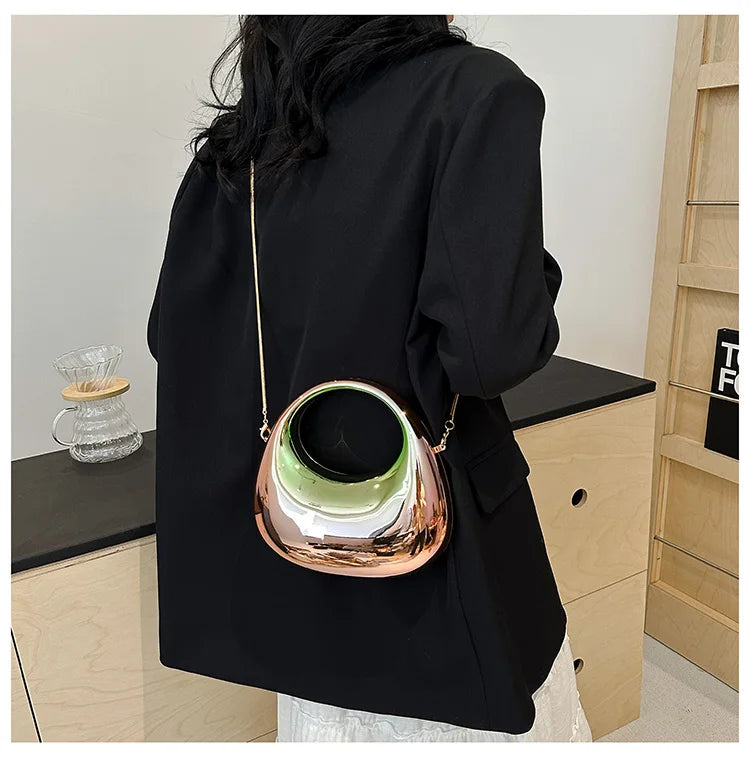 Hot Selling Women's Crossbody Bag 2025 New PVC Metallic Luster Half Moon Party Banquet Women's Bag Luxury Handbag Bolso De Mujer