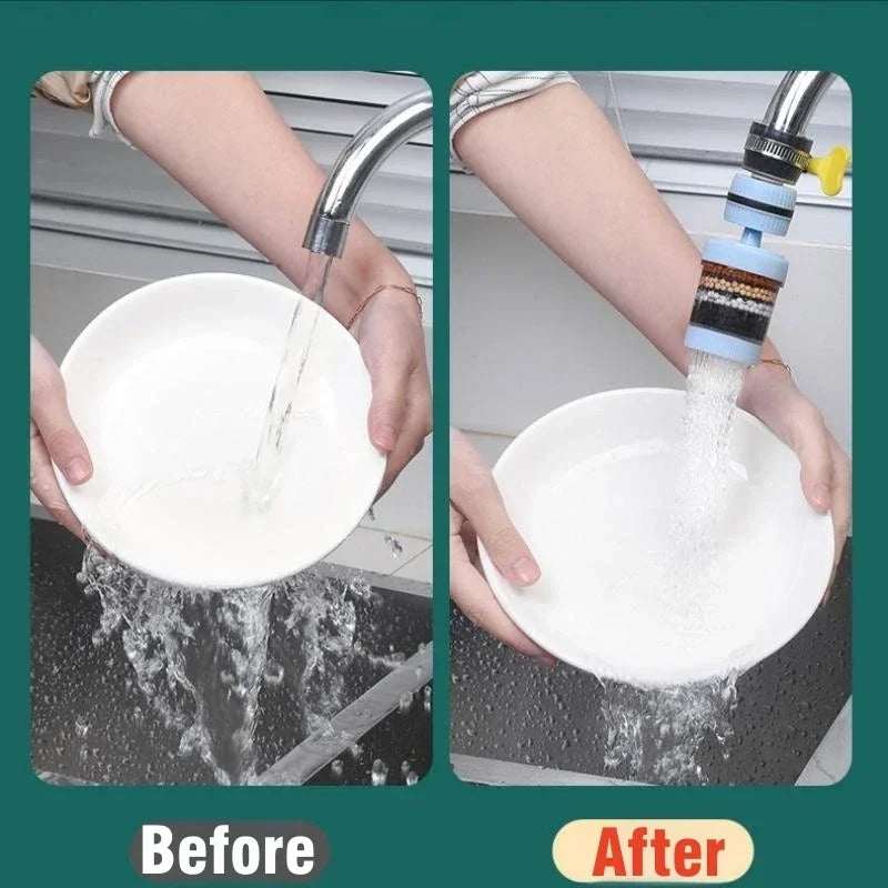 6-Layers Universal Kitchen Faucet Purifier Tap Filter Water Saving Bubbler Activated Carbon Filtration Shower Head Nozzle Filter