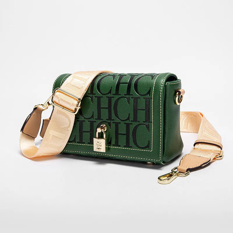CHHC Women's Shoulder Bag Fashion Design Model Metal 2024 Fashion Solid Colour Accessories Buckle  Luxury Brand Printed Head Bag
