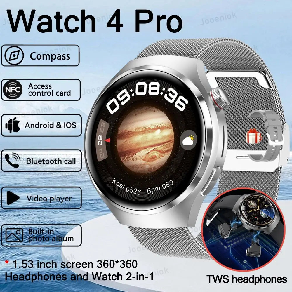 2025 New for HUAWEI Original Premium GPS Smart Watch TWS 2 in 1 NFC Bluetooth Call Earphone Heart Rate Waterproof Smart Bracelet