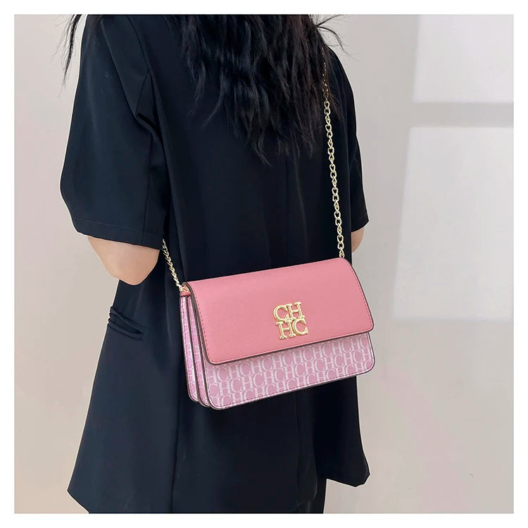 CH Pure Color Design Classic Ladies Crossbody Bag Fashion Luxury Brand Multi Embossed Ladies Handbag Ladies Shoulder Bag