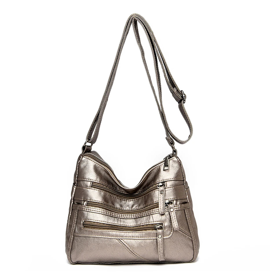 High Quality Women's Soft PU Leather Shoulder Bags Multi-Layer Pockets Classic Crossbody Bag Luxury Designer Handbags and Purses