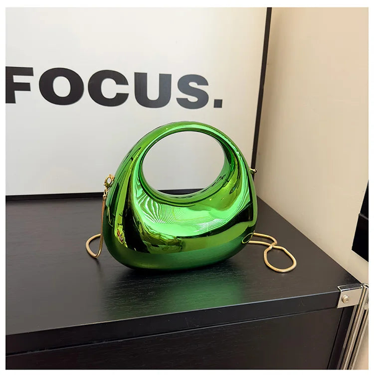 Hot Selling Women's Crossbody Bag 2025 New PVC Metallic Luster Half Moon Party Banquet Women's Bag Luxury Handbag Bolso De Mujer