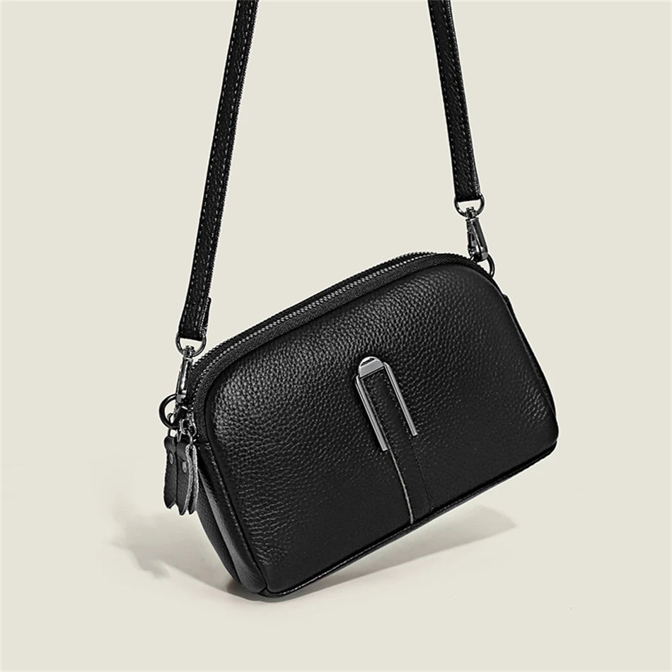 Genuine Leather Bag Luxury Women's Crossbody Bag for Woman Female Solid Color Clutch Phone Bags Shoulder Bag Messenger Bag Sac