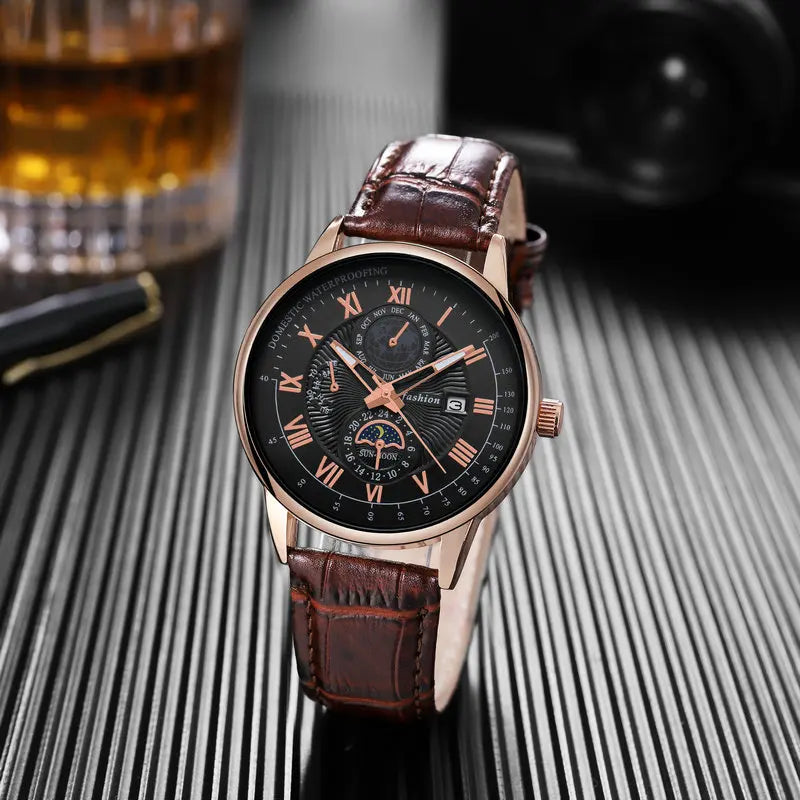 China Brand ACHENGY Men Watch Fashion Top Luxury Sport Men's Wristwatch Waterproof Luminous Leather Date Quartz Watches Manclock