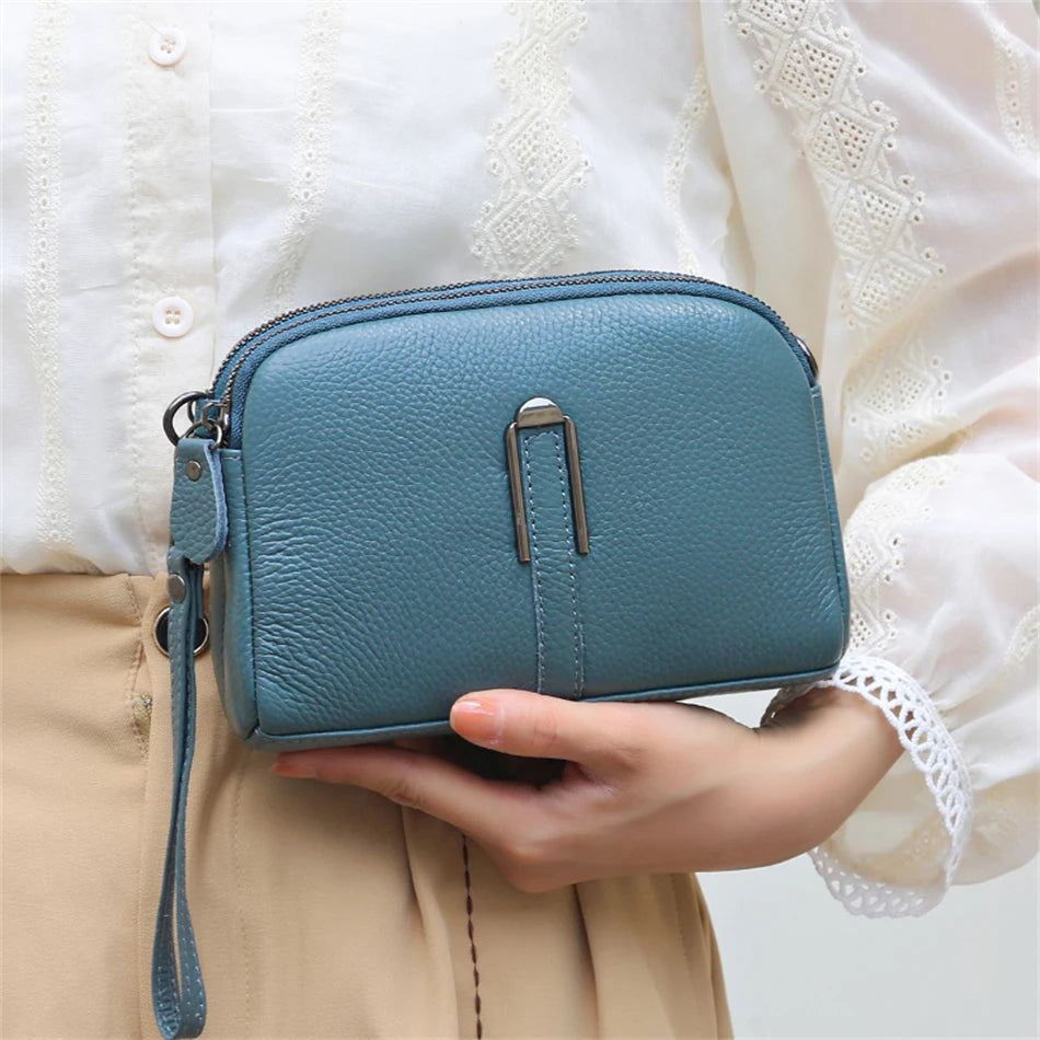 Genuine Leather Bag Luxury Women's Crossbody Bag for Woman Female Solid Color Clutch Phone Bags Shoulder Bag Messenger Bag Sac